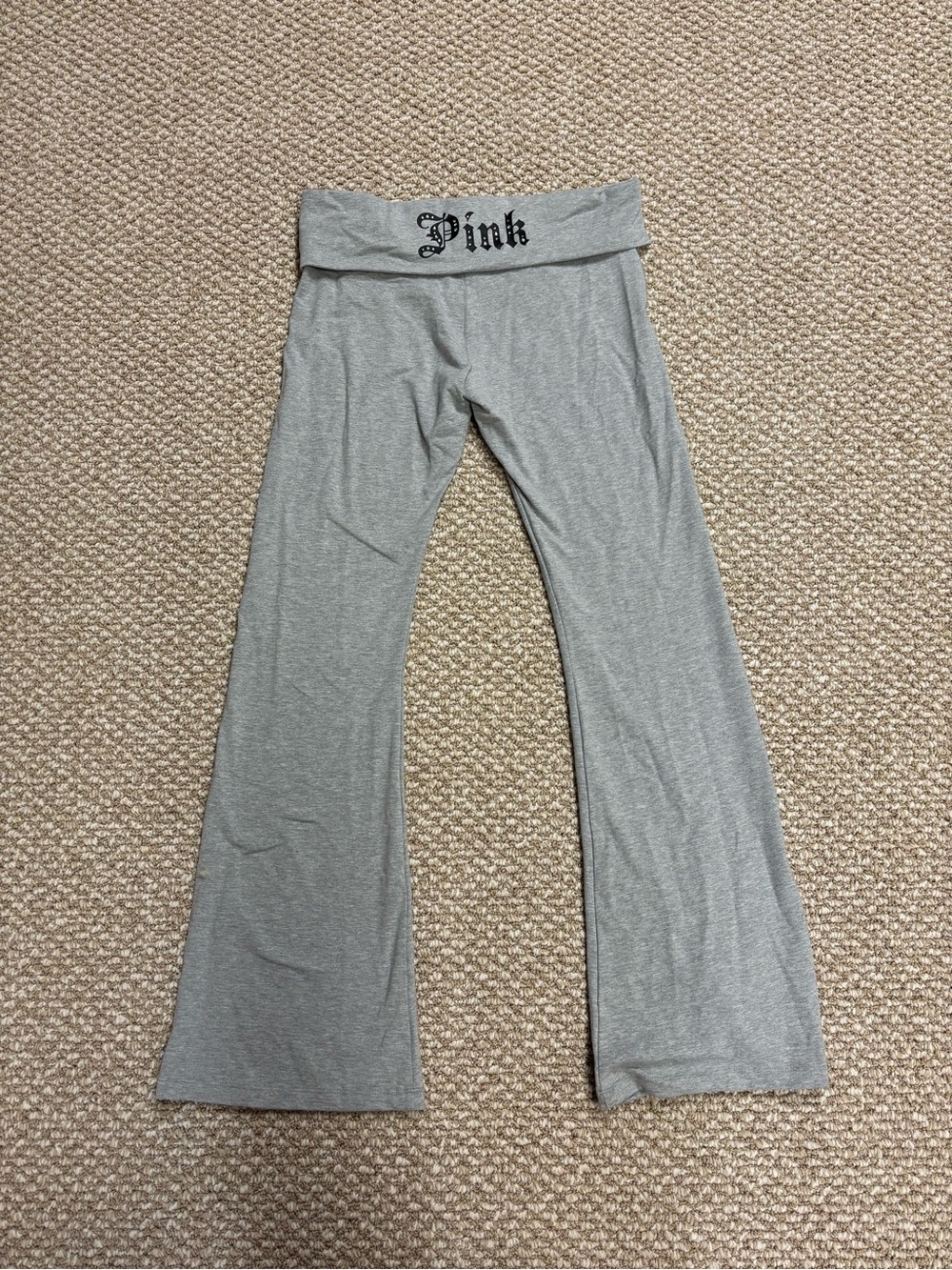 PINK Victoria's Secret Gray Foldover Flare Leggings